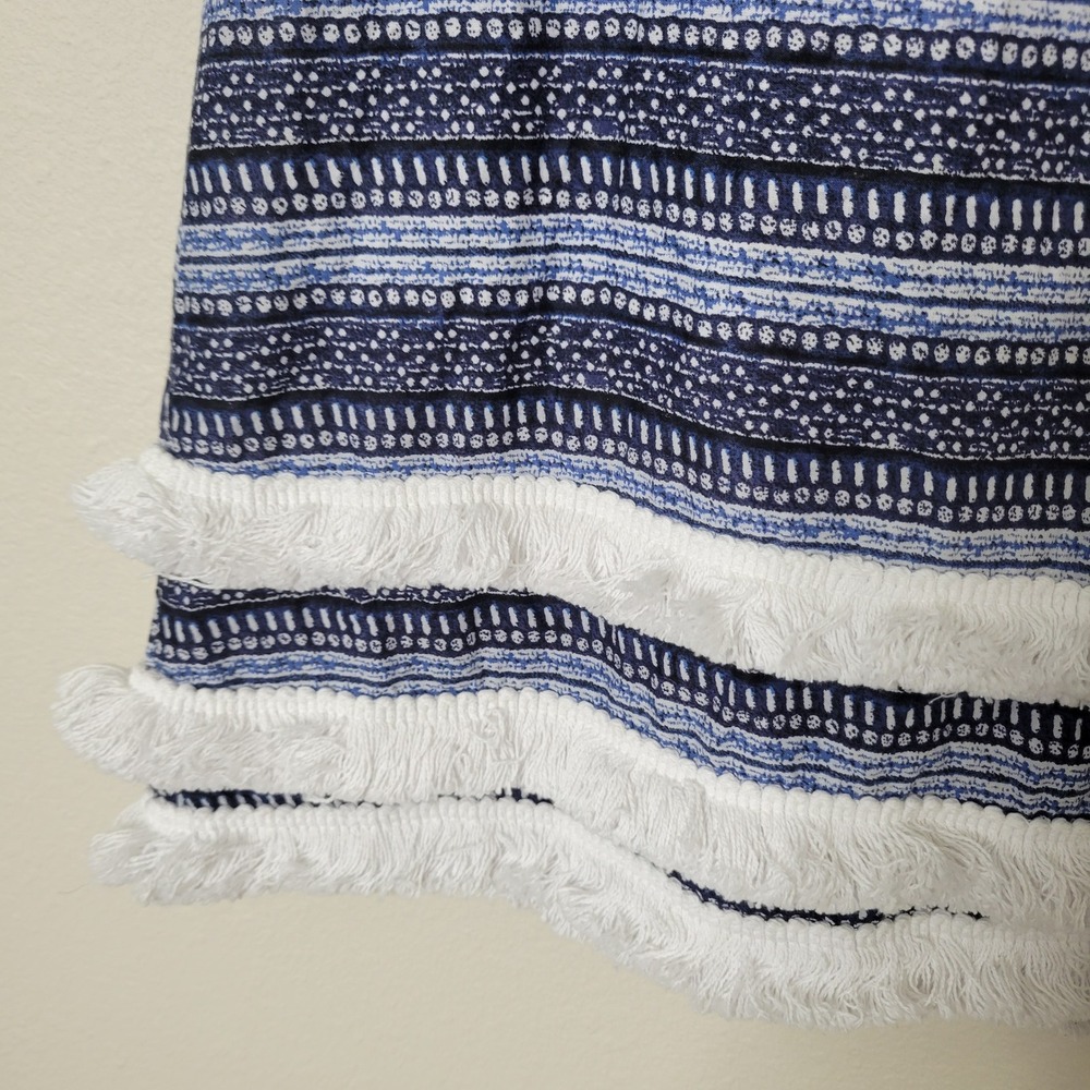 Bleu Rod Beattie Swim Cover-Up Small Blue Striped Fringe Boho Coastal Beachwear - Picture 6 of 9